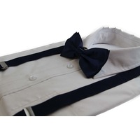 Mens Midnight Blue 100Cm Suspenders & Matching Bow Tie Set