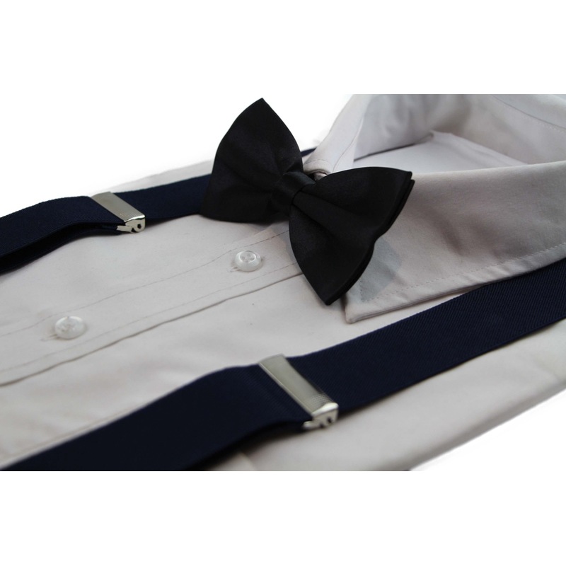 Buy Mens Navy 100Cm Wide Suspenders & Black Bow Tie Set MyDeal