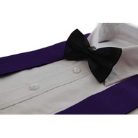 Mens Purple 120Cm Extra Wide Suspenders & Black Bow Tie Set