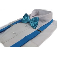 Mens Sky Blue 100Cm Suspenders & Matching Bow Tie Set
