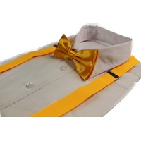 Mens Warm Yellow 100Cm Suspenders & Matching Bow Tie Set