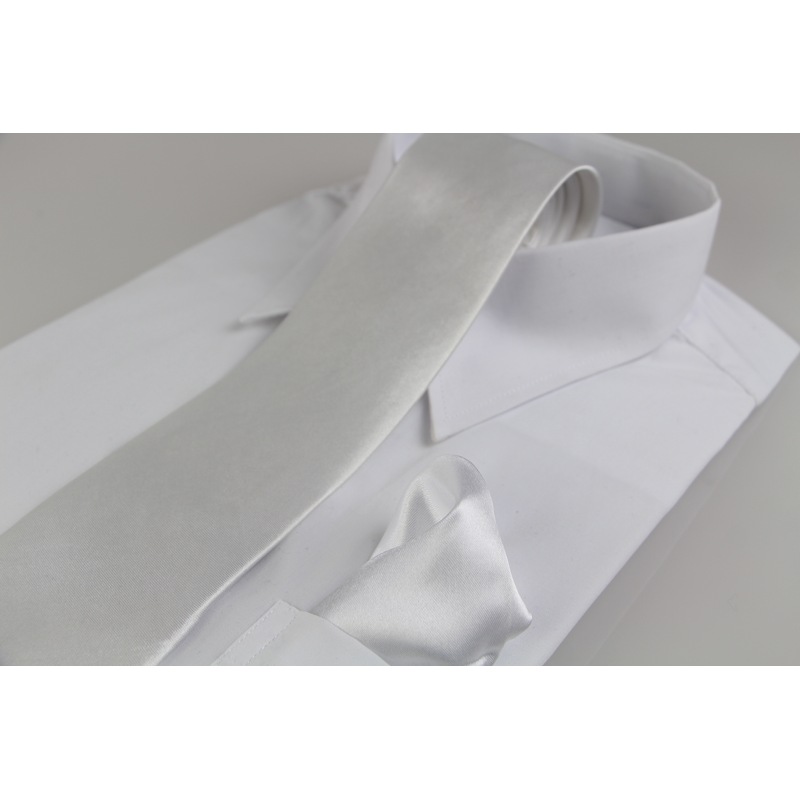 Buy Mens White 8Cm Neck Tie & Matching Pocket Square Set MyDeal