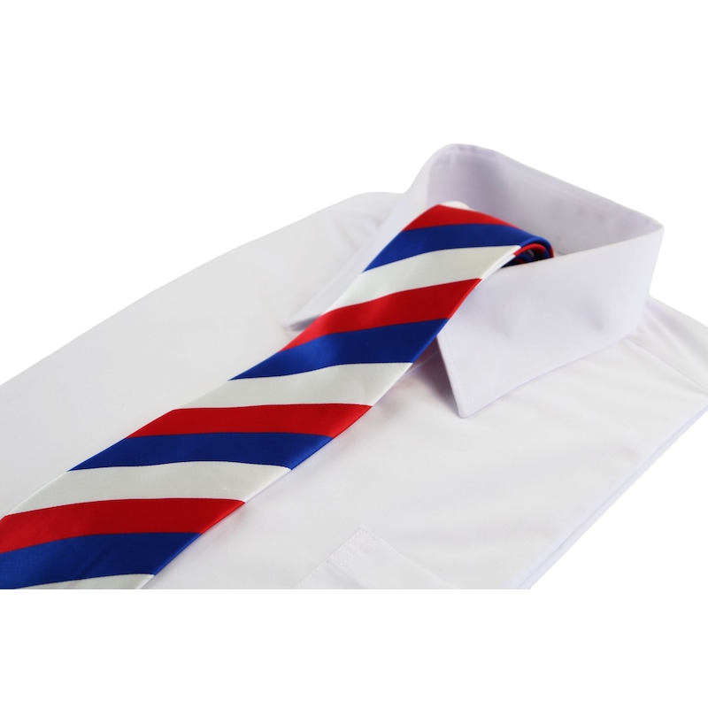 Buy Mens White, Blue & Red Striped Patterned 8cm Neck Tie - Mydeal