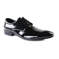 Mens Zasel Bond Patent Black Shiny Leather Lace Up Shoes