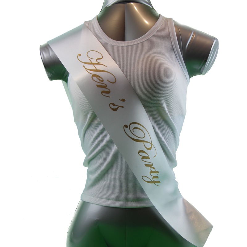 Buy Sashes Hens Sash Party Bridal White/Gold Hen's Party MyDeal