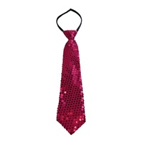 Teen Boys Kids Hot Pink Sequin Elastic Neck Tie