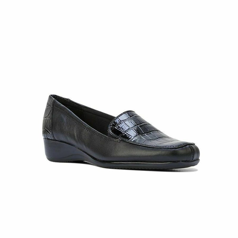 Buy Womens Hush Puppies Meadow Adc Black Wedge Leather Work Casual ...