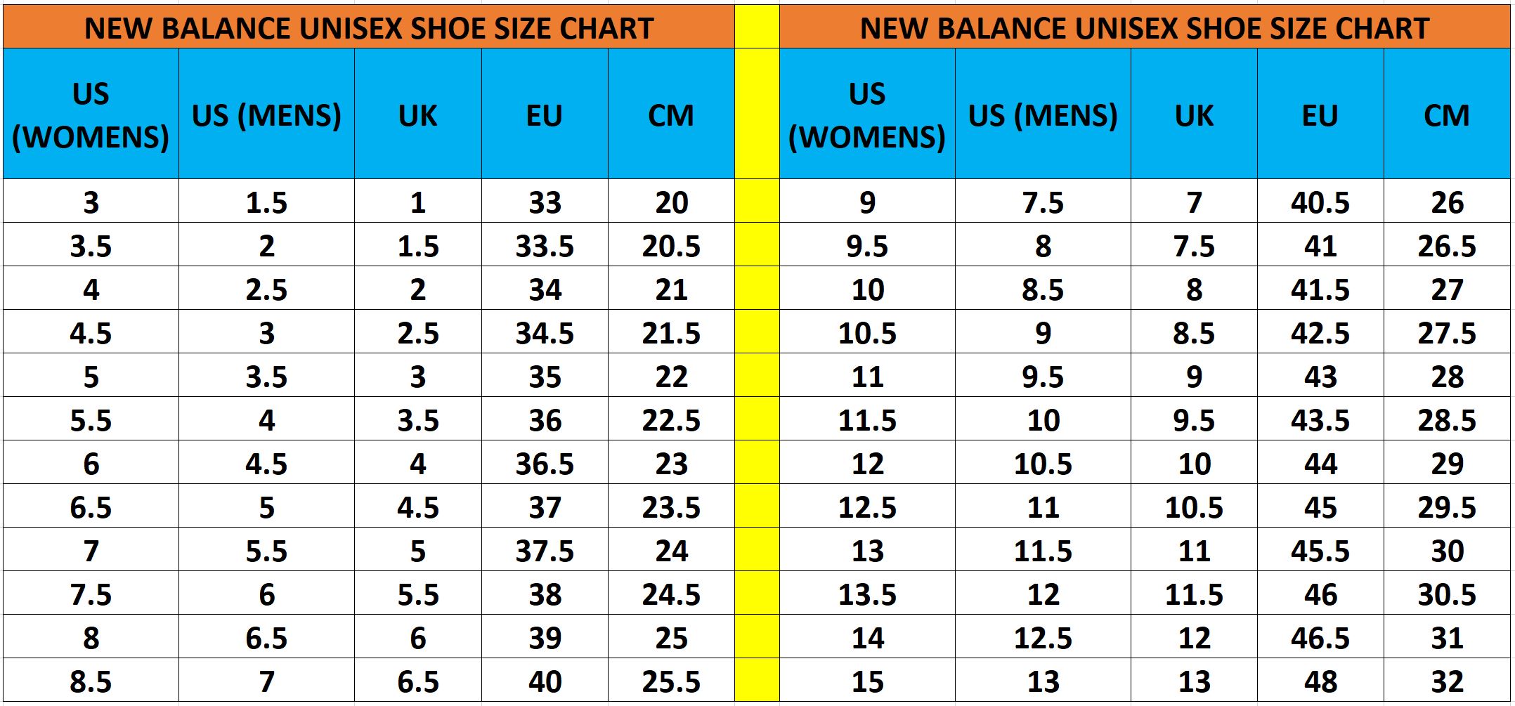 Balance 327 New Balance Women's Size Chart Shoes Buy Womens