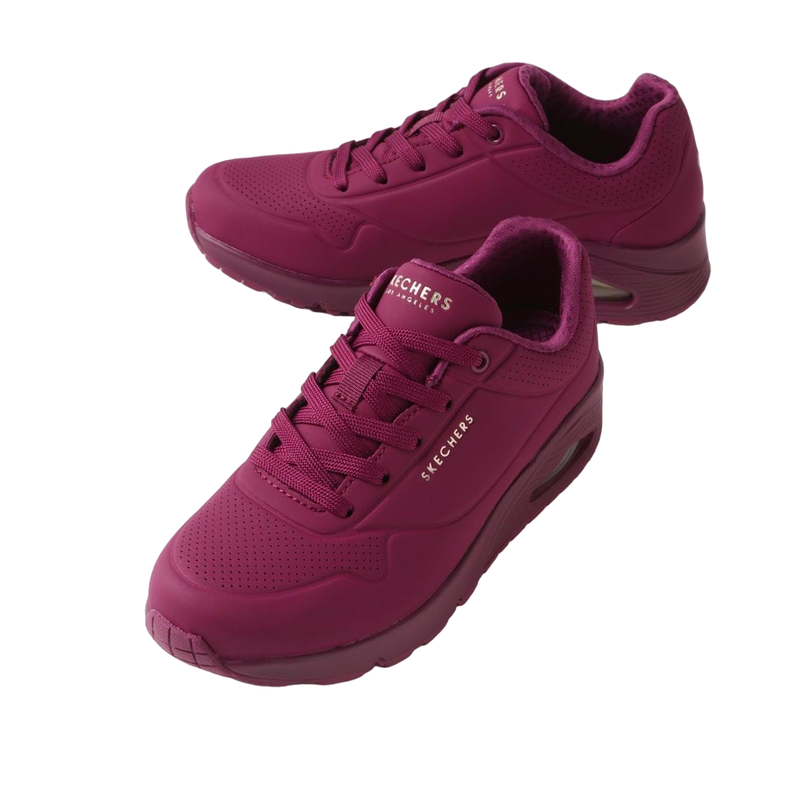 Buy Womens Skechers Uno - Stand On Air Plum Sneaker Shoes - MyDeal