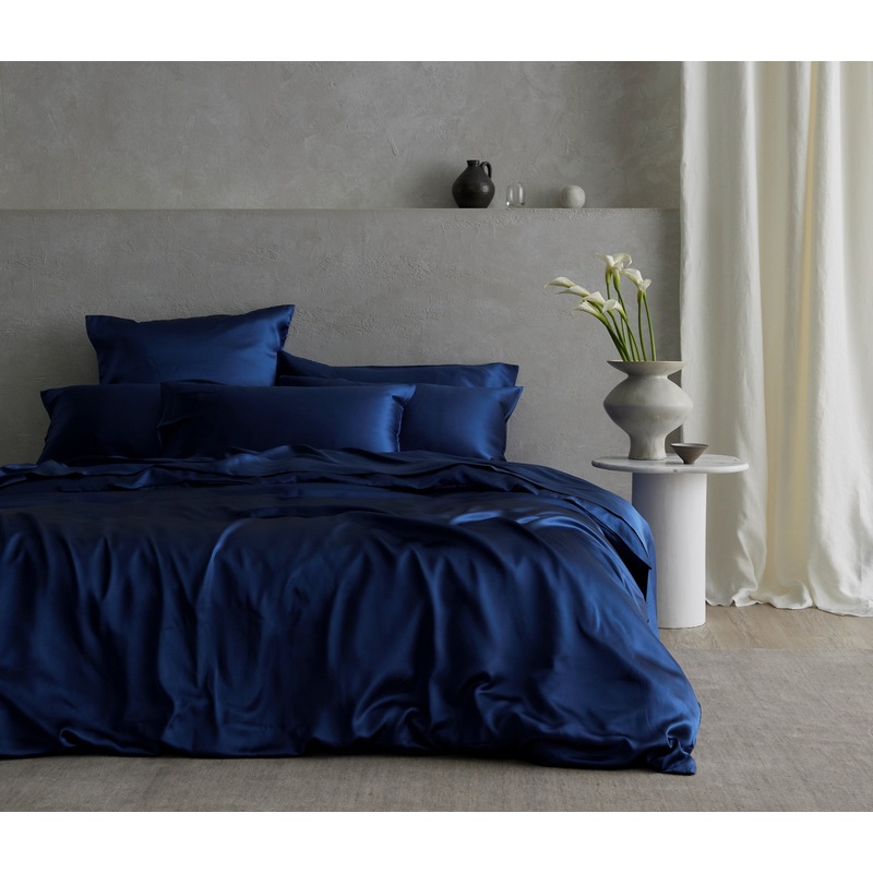 Buy 100 Mulberry Silk Quilt Cover Set Navy Blue MyDeal