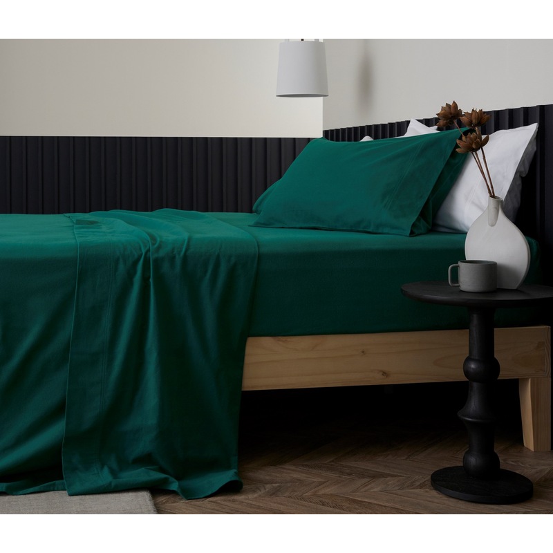 Buy 100 Organic Cotton Flannelette Sheet Set Emerald Green MyDeal