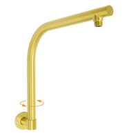 Bathroom Brass Swivel Gooseneck High Rise Wall Arm For Shower Head Brushed Gold