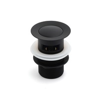 Black 32mm Pop Up Push Brass Waste Plug With Overflow Basin Sink Drain Outlet