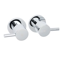 Brass 1/4 Turn Round Hot Cold Tap Pair Wall Set For Bathroom Shower Vanity Spout