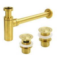 Brass 32mm Basin Waste Sink Pop Up Push Plug Drain Overflow Slotted Brushed Gold