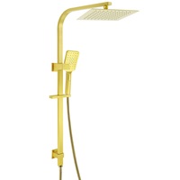 Brushed Gold 2in1 8/10/12" Square Rain Shower Head 3 Modes Handheld Wall Rail Diverter Mixer
