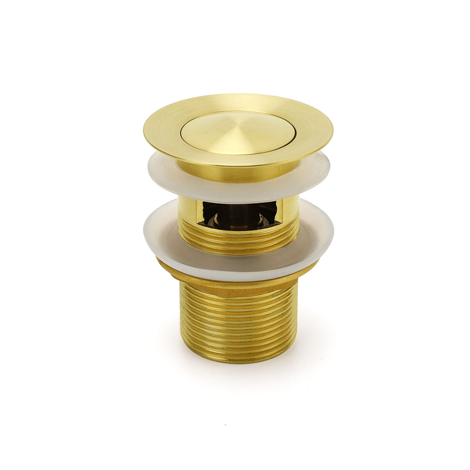 Brushed Gold 32mm Pop Up Push Waste Plug With Overflow Basin Sink Drain Outlet