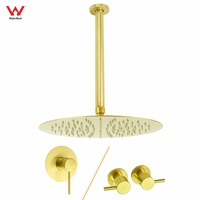 Brushed Gold 8/12" Large Shower Rain Head 300mm Ceiling Dropper Arm Mixer Tap