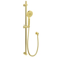 Brushed Gold Shower Rail Round 3 Modes Handheld Head Holder Wall Bracket Elbow