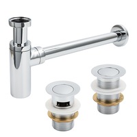Chrome Bathroom Basin Waste Sink Pop Up Push Button Click Clack Plug Unslotted