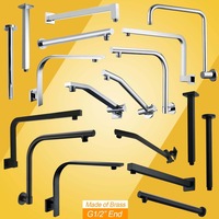 Chrome/Black/Brushed Gold Brass Shower Arm Extension Wall Gooseneck Ceiling Dropper For Rainfall Head