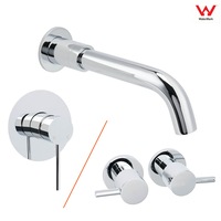 Chrome Round Basin Mixer Faucet Hot Cold Taps Water Outlet Swivel Bath Tub Spout