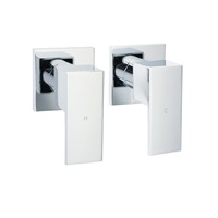 Chrome Square 1/4 Turn Wall Twin Taps Brass For Shower Head Vanity Basin Spout