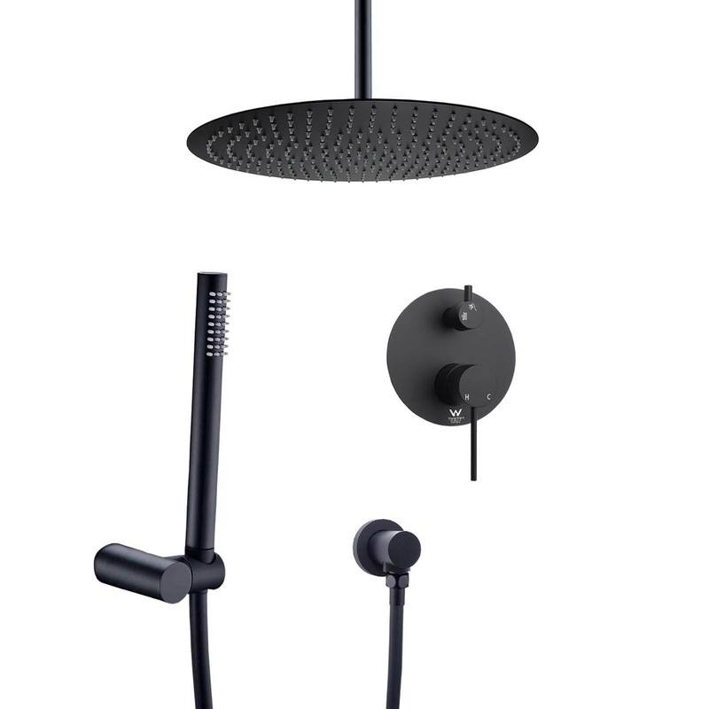 Buy Matt Black 2in1 Ceiling Shower Head 3 Modes Handheld Diverter Mixer
