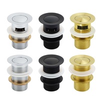 OZ Brass 32mm Basin Waste Sink Pop Up Push Plug Drain Chrome/Black/Brushed Gold