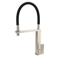 Pull Out Spray Silicon Hose Kitchen Mixer Faucet Square Brushed Steel Sink Tap