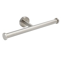 Round Brushed Nickel Double Toilet Roll Paper Holder Bracket Wall Tissue Rack