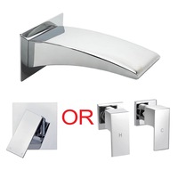 Square Bathtup Vanity Wall Mounted Spout Waterfall Faucet Outlet Mixer Taps Set