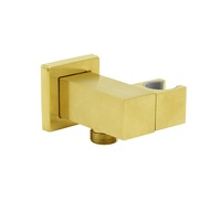 Square Brushed Gold Bracket Adjustable Shower Head Holder Wall Elbow Water Connector Kit