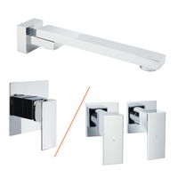 Square Swivel Wall Bath Tub Spout Basin Mixer Faucet Hot Cold Tap Water Outlet Set