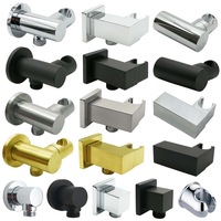 Water Inlet Handheld Shower Head Hose Bracket Holder Wall Elbow Connector Chrome Black Brushed Gold