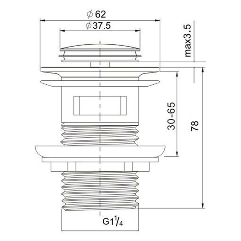 Buy Watermark 32mm Pop Up Push Brass Waste Plug Overflow Basin Sink