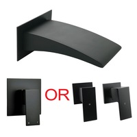 Watermark Black Shower Bathtub Waterfall Spout Faucet Outlet Wall Mixer Taps Set