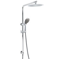 WELS 2in1 8/10/12" Round Rain Shower Head 5 Modes Hand Rose Silde Wall Rail Set