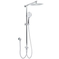 WELS 2in1 8/10/12" Round Rain Shower Head & Rose Adjustable Silde Wall Rail Set