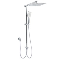 WELS 2in1 8/10/12" Square Rain Head & 3 Modes Shower Rose Adjustable Silde Rail