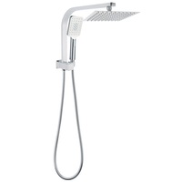 WELS 2in1 8/10/12" Square Thin Rainfall Shower Head Gooseneck Wall Arm Diverter Set