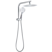 WELS 2IN1 8/10/12" Thin Shower Head 3 Mode Handheld Gooseneck Wall Arm Round Set