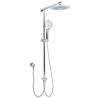 WELS 2in1 9" Round Rain Shower Head & 3 Mode Handheld Adjustable Silde Rail Set