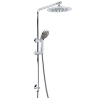 WELS 2in1 9" Round Rain Shower Head 5 Modes Handheld Silding Wall Rail Bath Set