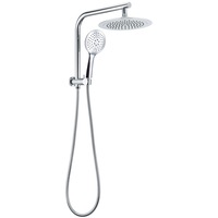 WELS 2in1 9" Shower Head & 3 Modes Handheld Gooseneck Wall Arm Diverter Round Set