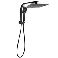 WELS 2in1 Black Square 10" 250mm Rain Shower Head & Handheld Gooseneck Arm Set