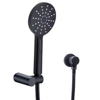 WELS 7.5L/min Black 3 Modes Handheld Shower Adjustable Holder Water Elbow Inlet