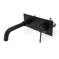 WELS 9L/M Black Basin Mixer Bath Tub Wall Mounted Faucet Tap Round Water Spout
