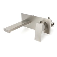 WELS Bathroom Matt Black Wall Mounted Basin Mixer Vanity Tap Spout Faucet Outlet