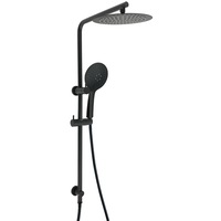 WELS Black 2in1 8/10/12" Round Shower Rain Head & 3 Mode Handheld Silding Wall Rail Set